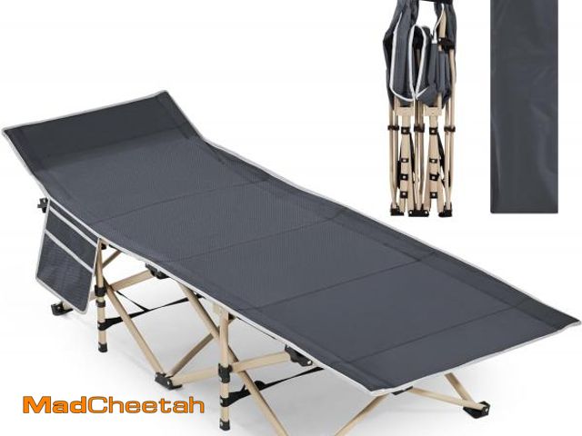 Lot 74-12029185 - Yaheetech Outdoor Folding Camping Cot, Comfortable Portable Bed, Single Person Sleeping Cot, Sunbath...