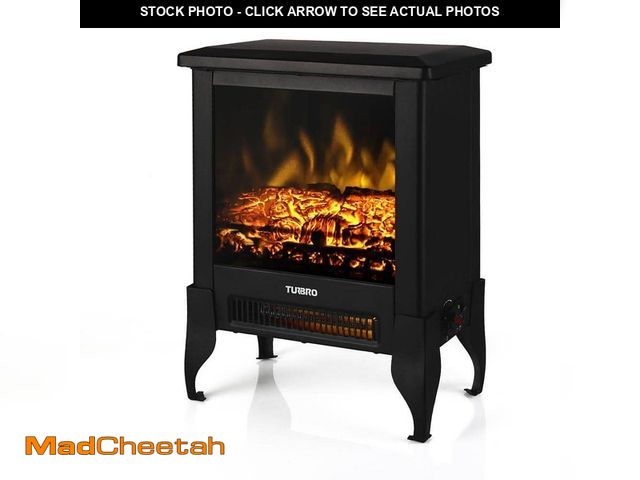 Lot 74-12585063 - TURBRO Suburbs 18in. Freestanding Electric Quartz Fireplace Stove Furnace, Realistic Dancing Flame E...