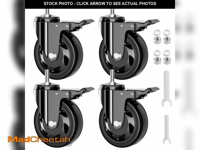 Lot 74-13621149 - 3 Inch Stem Caster Wheels 1600Lbs, Threaded Stem Casters Set of 4 Heavy Duty, 1/2"-13 x 1 (Screw Dia...