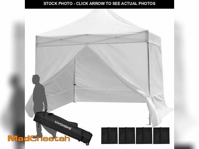 Lot 74-12802935 - SPECSTAR White Commercial Tent 8' x 8' Instant Pop-up Straight Leg Canopy with Sidewalls - UNUSED