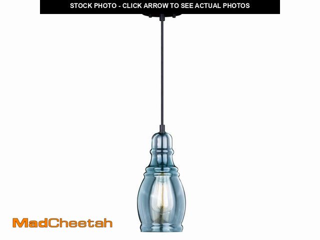 Lot 74-13823101 - VAXCEL Millie 1-Light Oil Rubbed Bronze Shaded Farmhouse Jar Mini Pendant Ceiling Light Smoke Blue G...