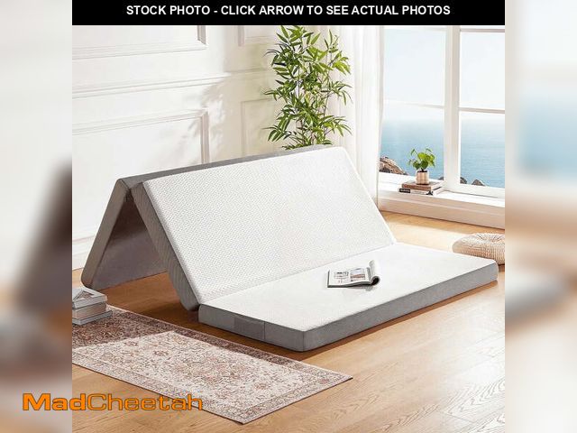 Lot 74-12891823 - 4 inch Tri Folding Memory Foam Mattresses Topper with Removable &amp; Washable Cover, Single - USED