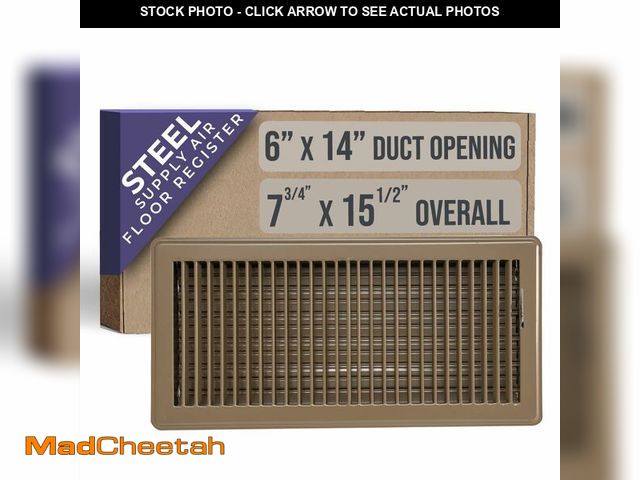 Lot 74-13714725 - Fits 6x14 and 14x6 Duct Opening | Floor Register with Louvered Design by Handua | Heavy Duty Walkabl...