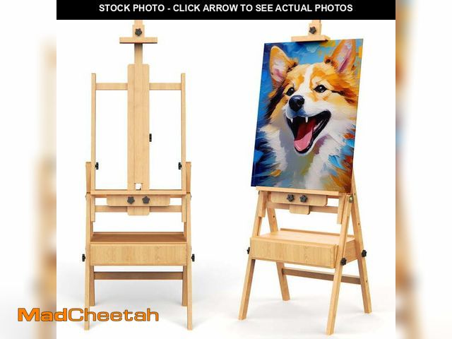 Lot 74-14311181 - Large Solid Beech Wood Easel for Painting with Storage Drawer and Palette,  Foldable Art Easel with ...