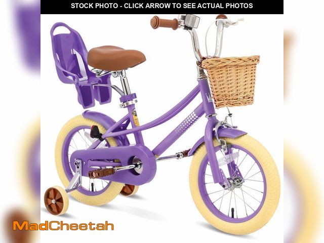 Lot 74-13044903 - (SOME DAMAGE TO TRAINING WHEELS,KID BASKET) XJD Girls Bike for Toddlers and Kids Ages 2-12 Years Old...
