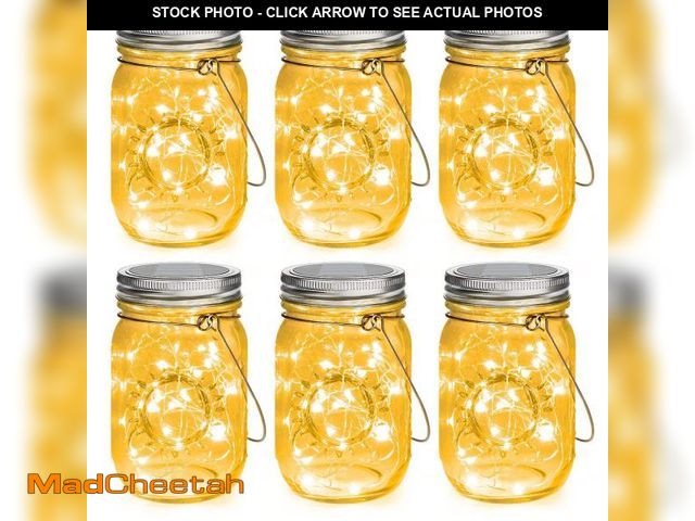 Lot 74-12218562 - Mlambert Mason Jar Solar Lights -30 LED, 6 Pack Hanging Solar Lanterns Outdoor, Waterproof Fairy Lig...