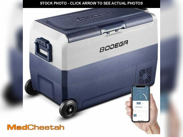 Lot 74-13043209 - *DIRTY/SCRATCHED* BODEGA 28.5 in. 2.04 cu. ft. 12-Volt Car Refrigerator Retro Mini Refrigerator 64 q...