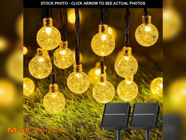 Lot 74-12705893 - Solar String Lights Outdoor Waterproof, 2 Pack 60 LED 36.5 FT Each, Solar Powered Patio Lights with ...