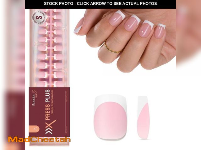 Lot 74-11547148 - Beetles French Tip Press On Nails: 150 Pcs Pink Short Square Press On Nails 4 in 1 Nail Tips, Pre-Ap...
