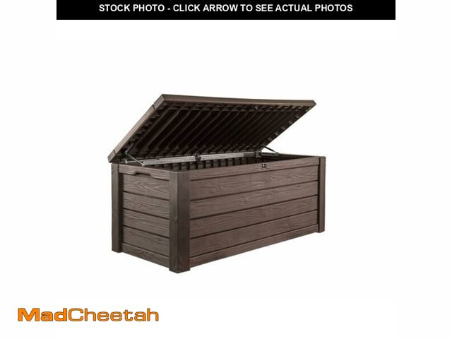 Lot 74-12786873 - Keter Westwood 150 Gallon Deck Box Organizer, Doubles as 2-Person Bench Seat, Brown Ã¢â¬â Large R...