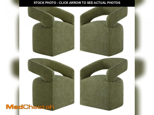 Lot 74-12264489 - KISLOT Upholstered Dining Chairs with Removable Casters Barrel Side Armchair with Rollers for Dining...