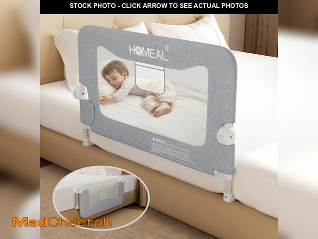 Lot 74-12227429 - HOMEAL Bed Rail for ToddlersÃ¯Â¼Å32" x 26" Grey, Foldable Tall Baby Bed Rail Guard for Easy Use and...