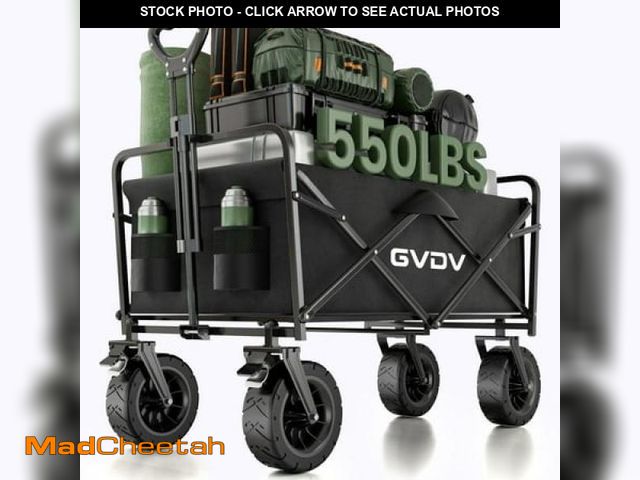Lot 74-12144151 - GVDV Collapsible Folding Wagon  550LBS Large Heavy Duty Utility Cart with All-Terrain Wheels and Adj...