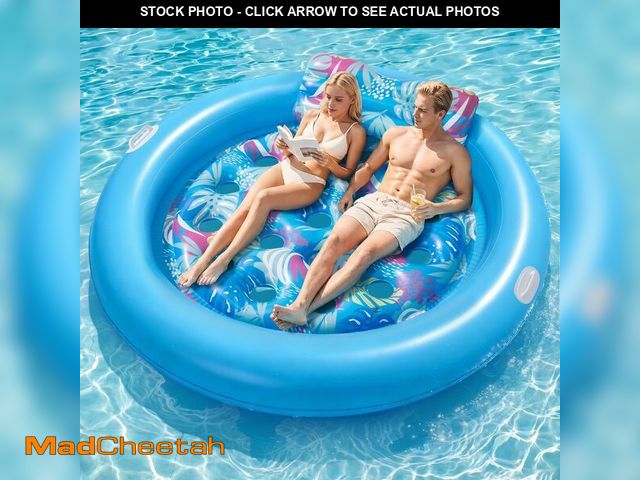 Lot 74-14384145 - Pool Floats Adult Heavy Duty, OKSUWATER 75" x 75" Giant Inflatable Pool Float with Removable Pillow ...