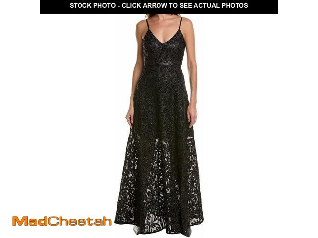 Lot 74-12868034 - Taylor Women's Spaghetti Strap V Neck Lace Mesh Overlay Full Skirt Gown, Black Black, 8 - UNUSED