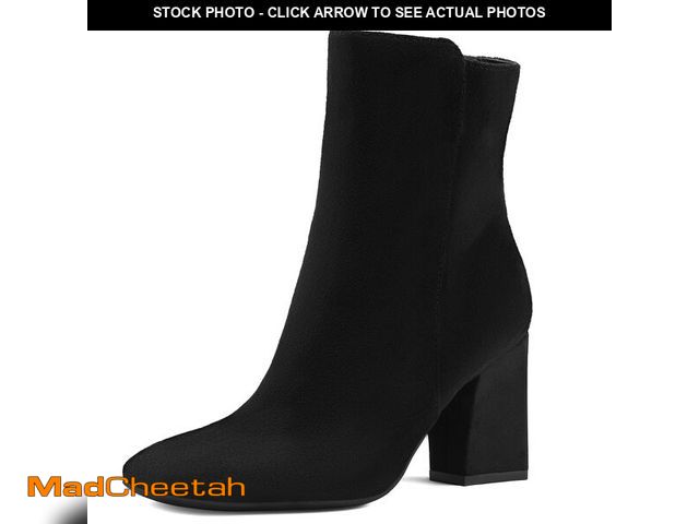 Lot 74-12703993 - mysoft Women's Ankle Boots Square Toe Side Zipper GoGo Boots Chunky Block Heel Mid Calf Low Heeled S...