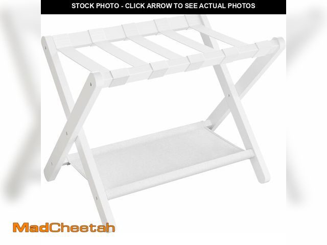 Lot 74-13041711 - SONGMICS Luggage Rack, Folding Suitcase Stand with Storage Shelf, for Guest Room, Hotel, Bedroom, He...