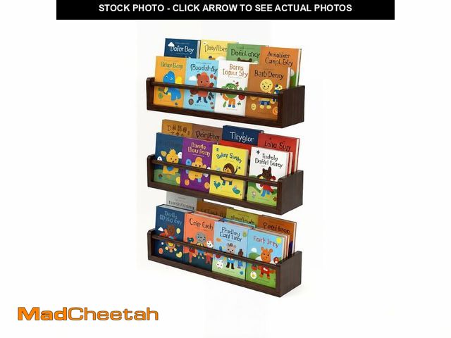 Lot 74-14296686 - Esonal Deep Walnut Nursery Floating Shelves Set of 3Ã¢â¬â Wall Mounted Kids Bookshelf &amp; Toy O...