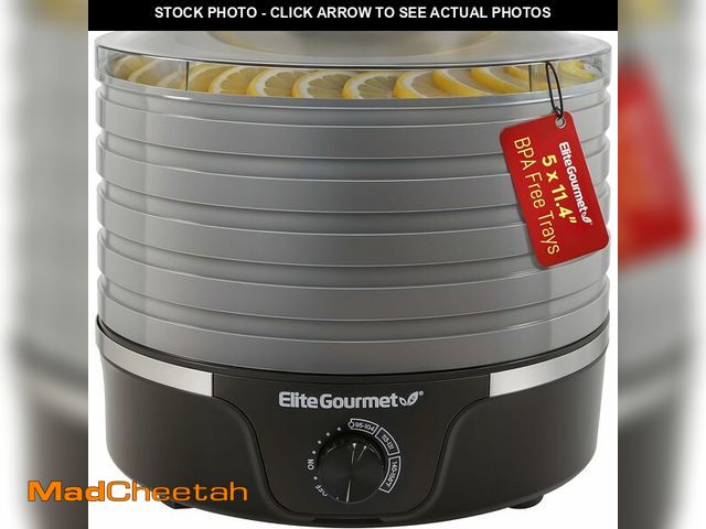 Lot 74-13709533 - Elite Gourmet EFD319BNG Food Dehydrator, 5 BPA-Free 11.4" Trays Adjustable Temperature Controls, Jer...