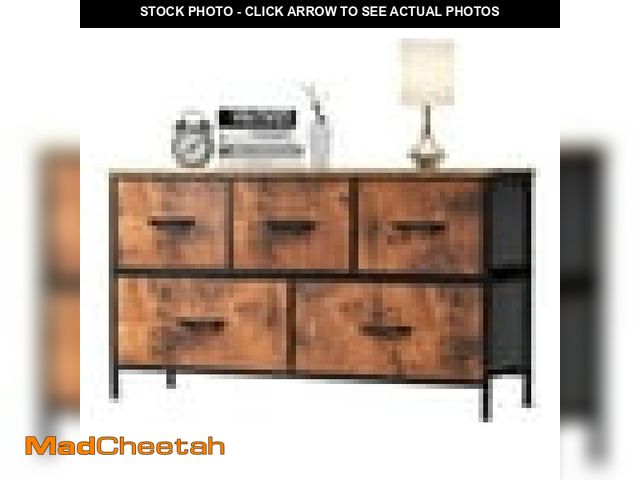 Lot 74-12479611 - edx 5 Drawer Dresser Wide Chest Of Drawers Nightstand Storage Tower Storage Dresser Fabric Dresser W...