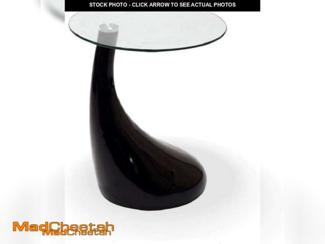 Lot 74-11489025 - Fab Glass and Mirror Teardrop Side Table, Black(MISSING GLASS TOP)  - USED