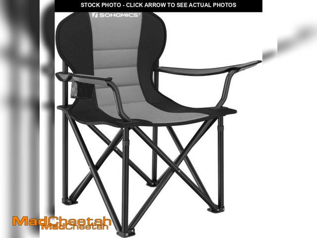 Lot 74-12054221 - SONGMICS Folding Camping Chair, with Comfortable Sponge Seat, Cup Holder, Heavy Duty Structure, Max ...