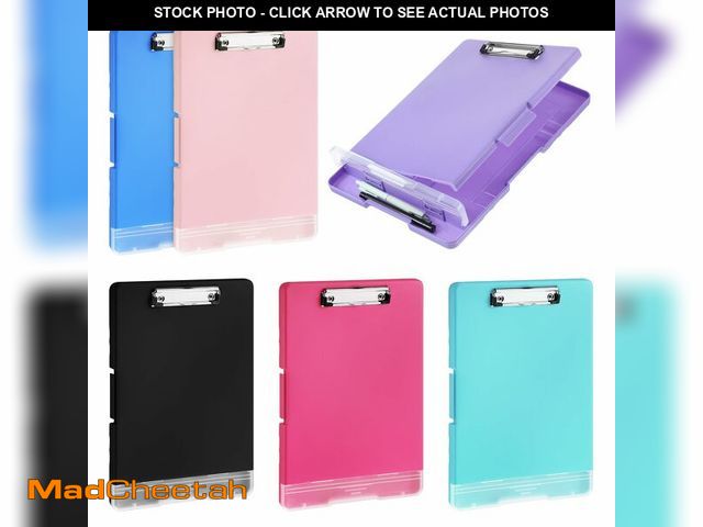 Lot 74-14330491 - 6 Pcs Plastic Clipboard with Storage, A4 Colorful Waterproof Clipboards with Pen Holder, Heavy Duty ...