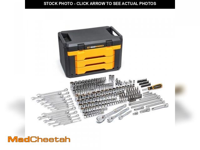 Lot 74-12365143 - GEARWRENCH 1/4 in., 3/8 in. and 1/2 in. Drive 6-Point SAE/Metric Mechanics Tool Set in 3-Drawer Stor...