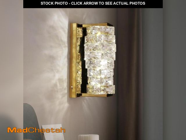 Lot 74-12327495 - HuisMier Gold Crystal Wall Sconce, Modern Dimmable LED Sconces Wall Lighting, Luxury Vanity Light Fi...