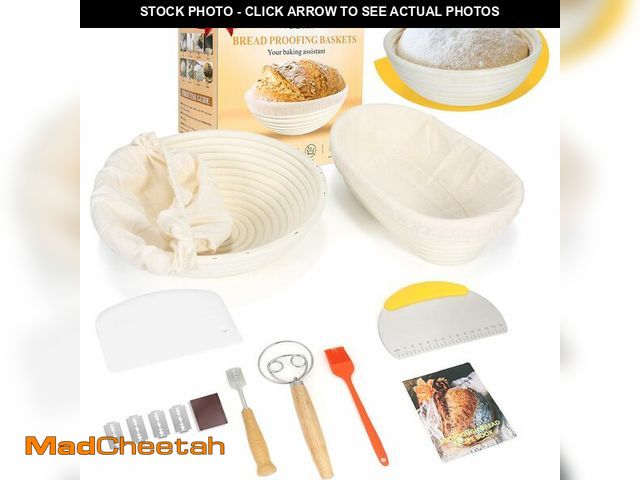 Lot 74-13568959 - FEIERYA Banneton Bread Proofing Basket Set with Liners,9 Inch Round &amp; 10 Inch Oval Sourdough Bak...