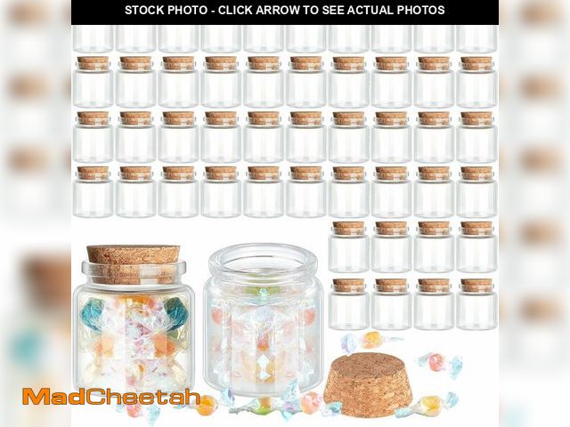 Lot 74-12330360 - Patelai 24 Pack Small Glass Jars with Cork Stoppers Mini Potion Bottles Clear Empty Glass Bottles fo...