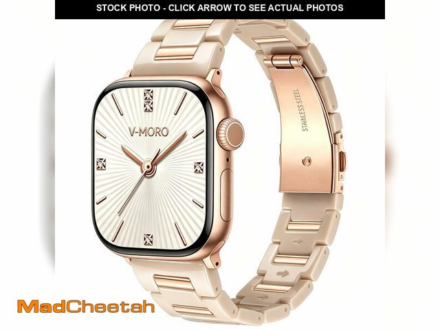 Lot 74-14214932 - V-MORO Resin Metal Band Compatible with Apple Watch 42mm 41mm 40mm 38mm,Fashion Lightweight Bracelet...