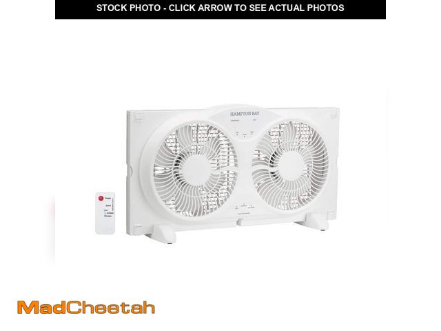 Lot 74-14449404 - Hampton Bay 9 in. 3-Speed Digital Window Fan with Remote Control in White BFC-9BR - UNUSED