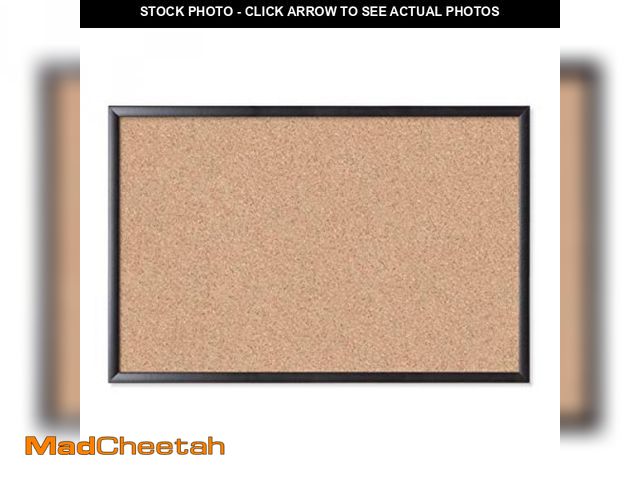 Lot 74-12397036 - U Brands Cork Bulletin Board, 24'' x 36'', Black Wood Frame - UNUSED