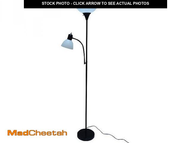 Lot 74-12425952 - Mainstays 72   Black Combo Floor Lamp with Reading Lamp  Modern Design - UNUSED