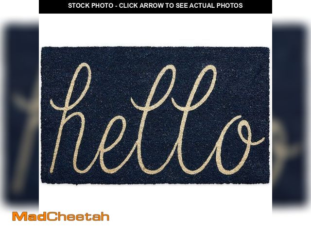 Lot 74-12543957 - DII Hello Coir Fiber Doormat Non-Slip Durable Outdoor/Indoor, Pet Friendly, 18x30, Navy - UNUSED