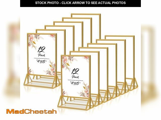 Lot 74-12624606 - PPH-Sisy Acrylic Sign Holder 4x6 Menu Holder Gold Frame Double Sided Plastic Display Stand Paper Men...