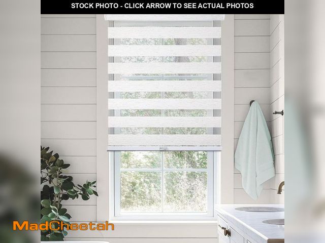 Lot 74-12518515 - Chicology Basic Natural Cordless Cut-to-Width Light Filtering Dual Layer Zebra Roller Shade 38 in. W...
