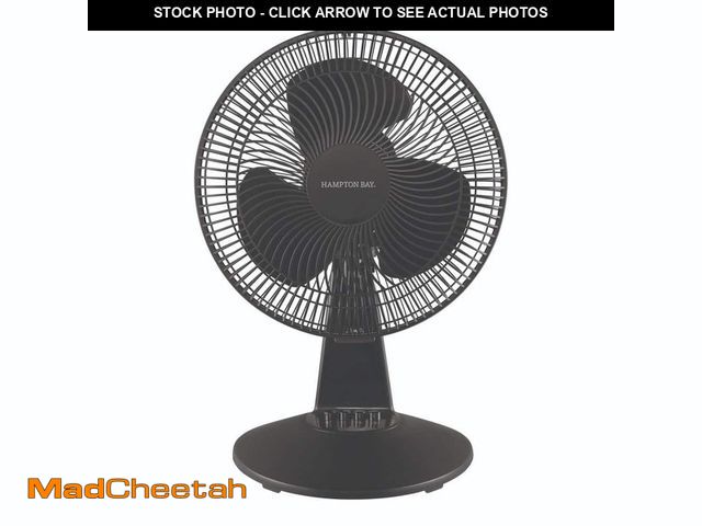 Lot 74-14441985 - 12 in. 3-Speed Oscillating Personal Desk Fan with Tiltable Head in Black - UNUSED