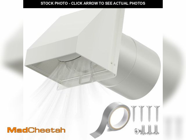 Lot 74-14297884 - HG Power 6 Inch Hooded Wall Vent with Screen and Damper, Galvanized Steel Exhaust Vent, Exterior Dry...