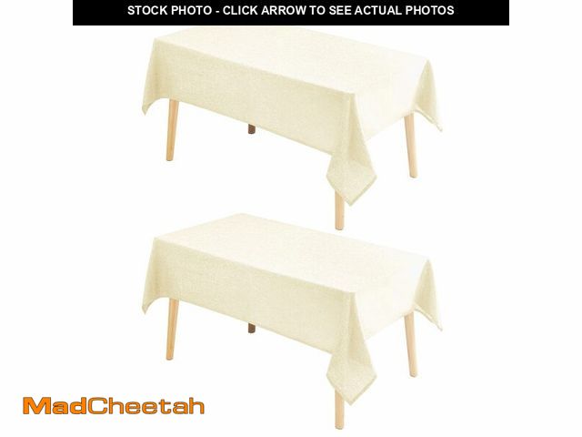 Lot 74-12701595 - Hiasan 2 Pack Faux Linen Rectangle Tablecloth - Wrinkle and Stain Resistant Washable Table Cloth for...