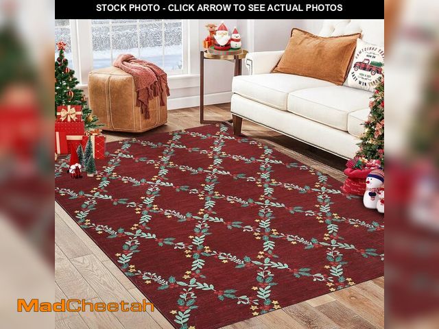 Lot 74-13041377 - GarveeHome 4x6 Christmas Geometric Area Rugs for Living Room Washable Rug Christmas Floral Decorativ...