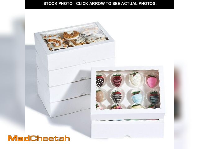 Lot 74-13626239 - JCXPACK 50PCS 10 x 7 x 2.5 inches One Piece White Bakery Boxes, Strawberry Boxes, Elegant White Cook...