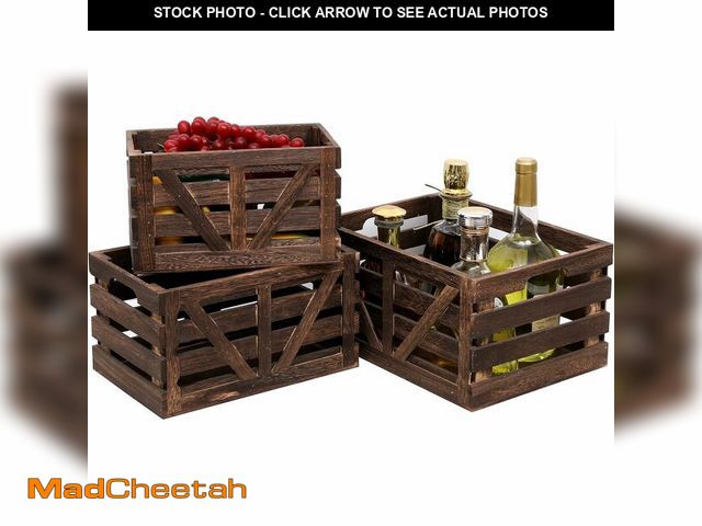 Lot 74-13545561 - LYDWOO8D Nested Wooden Storage Crates Set of 3 (L,M,S),Farmhouse Decorative Boxes with Handles for H...