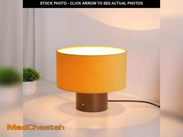 Lot 74-12308704 - Keazile 10.6" Tall Modern Wood Table Lamp for Bedroom, Touch Switch Desk Lamps with Corduroy Shade f...