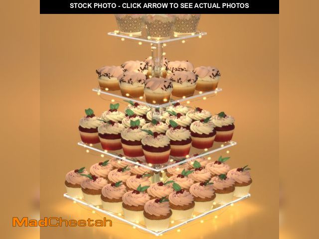 Lot 74-12710907 - Cupcake Stand with Lights, 4 Tier Cupcake Holder, Light Up Cupcake Stand for 24 Cupcakes, Dessert Ta...