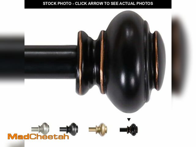Lot 74-12549172 - H.VERSAILTEX Contemporary Adjustable Curtain Rod, 0.75 and 0.75 in, Black with Antique Bronze Ball F...