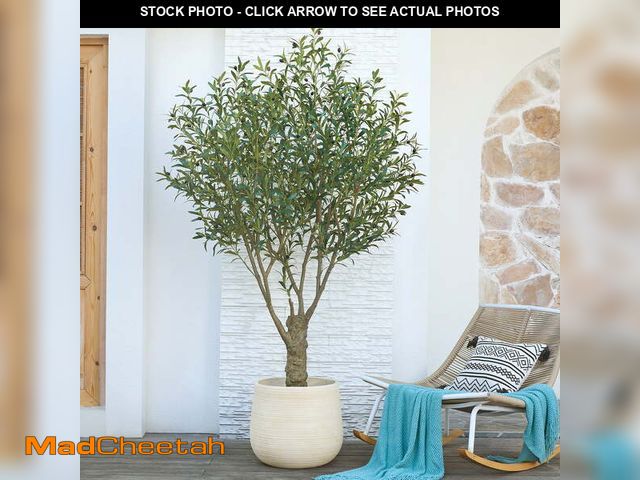 Lot 74-12780502 - DR.Planzen 7FT Giant Artificial Olive Tree, Tall Silk Faux Olive Tree with Massive Trunk Base, Large...