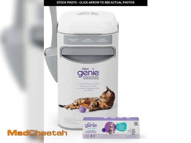 Lot 74-12396789 - Litter Genie Platinum Pail Made of Durable Stainless Steel Includes 1 Easy Roll Refill - UNUSED