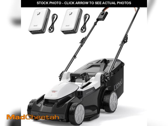Lot 74-12479754 - Litheli Cordless Lawn Mower, 2*20V Electric Lawn Mowers, 16 Inch, 6-Position Height Adjustment, Ligh...